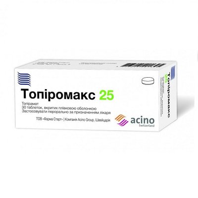 Топіромакс 25 мг таблетки №30 шт 20108 фото