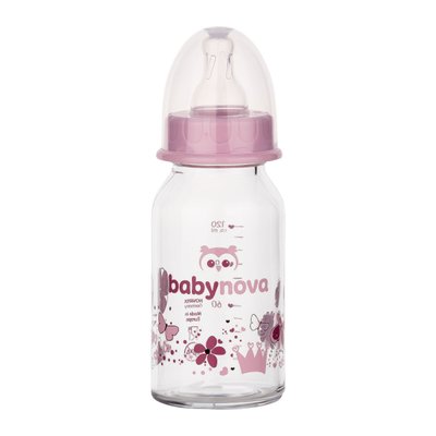 Бутылочка Baby Nova стекло Декор 120 мл девочка 44606-1 43043 фото