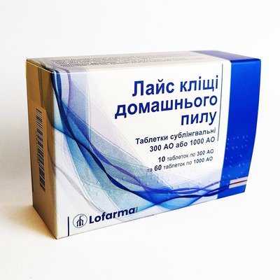 Лайс суміш алергенів Кліщів домашнього пилу, сублінгвальні таблетки №70 шт 40734 фото