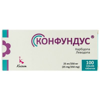 Конфундус 25мг-250 мг таблетки №100 шт Карбідопа, Леводопа 22799 фото