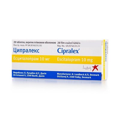 Ципралекс 10 мг таблетки №28 шт Есциталопрам 22765 фото