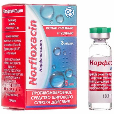 Норфлоксацин 0,3% очні-вушні краплі 5 мл 13456 фото