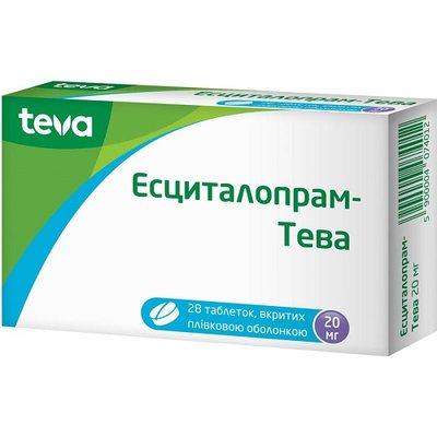 Есциталопрам-Тева 20 мг таблетки №28 шт 35318 фото