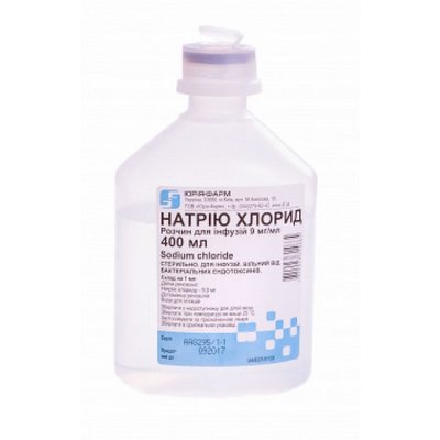 Натрію хлорид 0,9% розчин для інфузій 400 мл Bottle Pack 41378 фото
